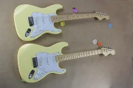 トップセールヴィンテージイエロークリームYngwie Malmsteenスカラップ付きメープルフィンガーボール板ビッグステクトST 6文字列エレクトリックギターギタラ