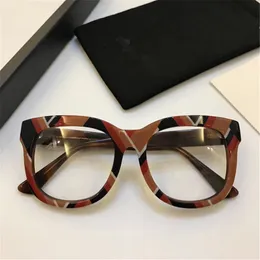 Luxo-moda feminina marca designer 0033o óculos oco para fora lente óptica quadrado quadro completo preto tartaruga bing bing vem com cas262c