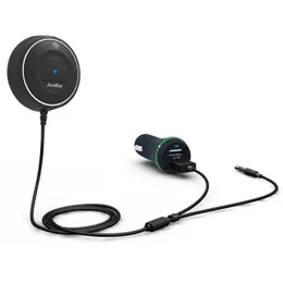 JRBC01 Bluetooth 4.0 Ręce Darmowe Zestaw samochodowy z funkcją NFC + 3.5mm Aux Odbiornik Muzyka Aux Speakerphone 2.1A Ładowarka samochodowa USB