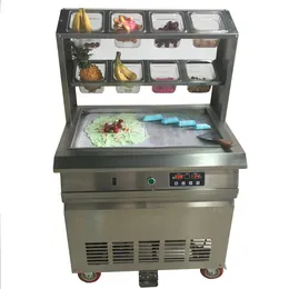 Бесплатная доставка нержавеющая сталь 110 в 220 В электрический 64x40 см Fry Pan тайский жареный мороженое йогурт ролл чайник машина с 8 коробками