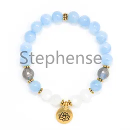 MG0700 A Grade Moonstone Lotus Yoga Pulseira Natural 8 milímetros de pedras preciosas Pulseira Energia Hot Sale Trendy Chakra Yoga Pulseira Mala