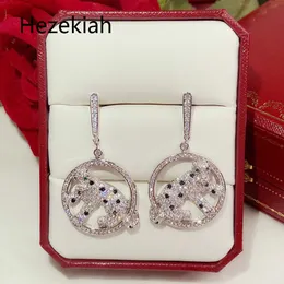 Hezekiah S925 Tremella needle Leopard circular Earrings Luxurious Luxury high-end Banquet Earrings French quality Free shipping Dance
