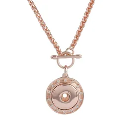 2021 Rose Gold choker Vintage Metal Snap Jewelry 12 18mm button Necklace Pendant For Women KC1033