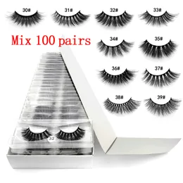 100 par 3d mink ögonfransar falska ögonfransar naturlig lång falsk ögonfransförlängning tjock faux eyelash j1055