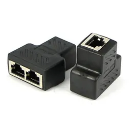 Alta qualidade Novo 1 a 2 maneiras RJ45 LAN Ethernet Network Cable Feminino Adaptador Conector Splitter 75