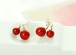 new hot Fashion zircon red cherry exaggerated earrings female fashion earrings nail fashion classic refined elegance