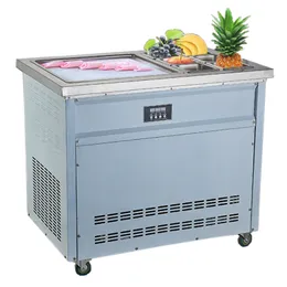 Commercial Flat Pan Fried Ice Cream Machine With 6 Storage Barrels Intelligent pan thai fried ice cream roll machine