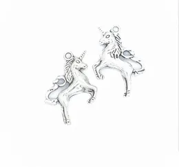 100PCS/lot Antique Silver Bronze Plated Unicorn Horse Charms Pendant for Jewelry Making Bracelet Accessories DIY 27x20mm