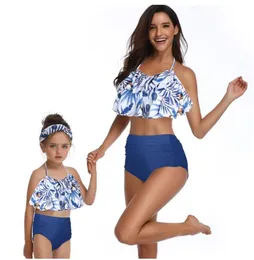 Billiga 2020 Föräldrabarn SwiWear Baddräkt Bikini Suit Split Kids Kvinnor Flickor Barn Sexig Yakuda Flexibel Snygg Leopardtryck Bikini Sets