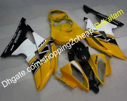 MOTO MONTERING FÖR YAMAHA PARTS 08-16 YZFR6 YZF600 R6 Fairing Kit 2008-2016 YZF-R6 motorcykel karosseri gul svart vit (formsprutning)