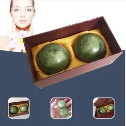 Green Jade Natural Stone Massage Ball 50mm Exercise Meditation Stress Relief RSI Handball Fitness gym Ball Health Care Gift box