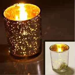 Hurtownie Szkło Tealight Candle Holder Srebrny Złoty Kolor Festiwal Pamiątkowe Dekoracja Wedding Favor