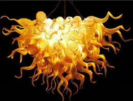 Antique Ręcznie Dmuchanie Szklana Światło Żyrandol Rattan Amber Color Lampy Wisiorek New Arrival Glass Chandelier na sprzedaż