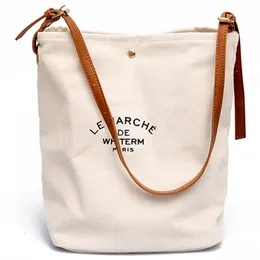 Kvinnor avslappnade handväskor axelväskor miljövänlig bärbar brev mönster studentväskor shoppingväska brun