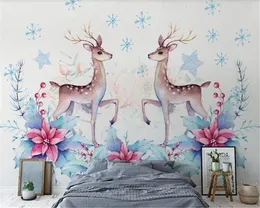 Beibehang Papiery Wall Home Decor Nowoczesny Minimalistyczny Nordic Papel De Parede 3d American Deer Head Flower Wallpaper Wall Wall Paper