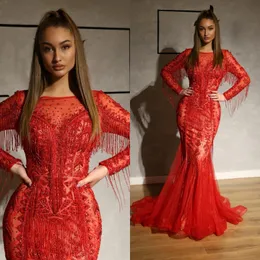 2020 Luksusowe suknie wieczorowe Koronkowe aplikacje Crystal Beading Mermaid Prom Suknie Custom Made Plus Size Specjalna okazja Sukienka