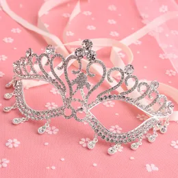 Błyszczący Rhinestone Crown Party Maska Venetian Masquerade Maski Dziewczyny Kobiety Sexy Eyemask Hen Night Halloween Boże Narodzenie Rekwizyty