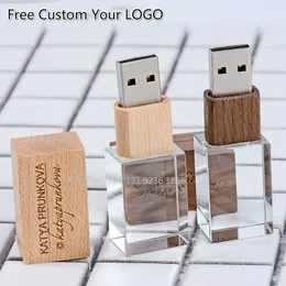 LOGO personalizzato gratuito Elegante chiavetta USB creativa in cristallo di legno 4 GB 8 GB 16 GB 32 GB 64 GB Memoria fotografica Chiavetta USB da 128 GB