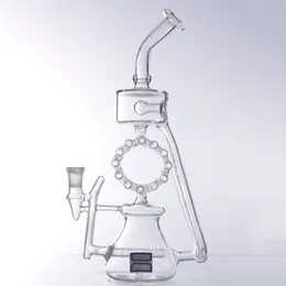 12.8 Inches High Quality Glass Bongs Hookahs Perc Recycler Oil Rigs Unique Bong Water Pipes Oil Dab Rig with 14mm Joint