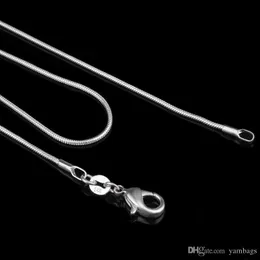 925 Catene serpente timbrate 1mm Gioielli in argento sterling Uomo Donna Moda Chiusura a moschettone Accessori per collana pendente 16 18 20 22 24 pollici