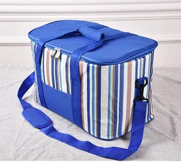 Designer-35 l Striped Thermal Insolerad Kylare Bag Extra Stora Kapacitet Picnic Lunch Bag Box Trips BBQ Ice Pack Tillbehör Tillbehör
