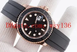 Роскошные 40 мм розовое золото 18 карат на черный резиновая лента 116655 сапфировое стекло автоматическое оборудование мужские часы Мужские спортивные наручные часы