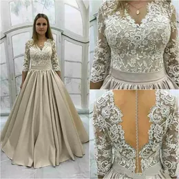 Lace Half Sleeves A-Line Evening Dresses 2019 Modest Lace Appliques Formell Prom Party Gowns Satin Vestidos de Soiree Evening Party Gowns