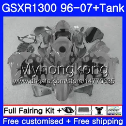 1Set för Suzuki Hayabusa GSXR-1300 Silver Grå 03 04 05 2006 2007 333HM.266 GSXR1300 96 GSXR 1300 2002 2003 2004 2005 06 07 FAIRING + TANK