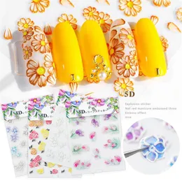 5D 네일 스티커 데칼 꽃 시리즈 양각 손톱 스티커 매니큐어 Applique 20 스타일 무료 배송 10set