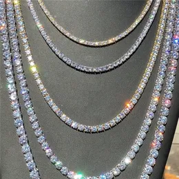 3 мм 4 мм 5 мм теннисная цепочка со льдом 1 ряд Zirzon ожерелье хип-хоп Bling ювелирные изделия серебро розовое золото полный бриллиант CZ мужские ожерелья