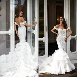 2020 Mermaid Gelinlik Sweep Tren Dantel Çiçek Aplike Boncuk Boho Gelinlik Custom Made Ülke Gelinlikler Robes de Mariée