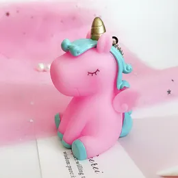 Mode-t söt djur unicorn keychain för kvinnor flicka väska charm prydnad telefon nyckel kedja väska dekoration bil nyckelring porte klav