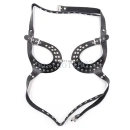Bondage Sexy Womens Leather Cupless Bra Harness Top Bustier Dessous Justerable Clubwear #R43