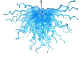 100% soufflé à la main lampes de Murano lustre éclairages joli bleu Chihuly Style Art lustres chambre décor suspendu verre lumière
