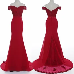 Red Appliques Mermaid Evening Dresses Sleeveless Floor Length Prom Gowns Formal Party Dress Special Occasion robes de soirée