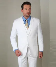Nowy Styl White Groom Tuxedos Notch Lapel Groomsmen Mężczyzna Suknia Ślubna Doskonała Kurtka Mężczyzna Blazer 3 Piece Suit (Kurtka + Spodnie + Kamizelka + Krawat) 27