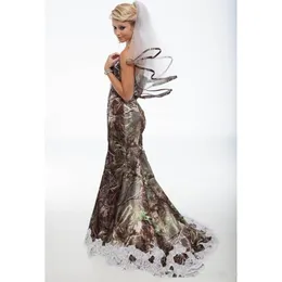 ZVOCY Camouflage Lace Mermaid Wedding Dress – Customizable Camo Prom Evening Gown Long - View #12