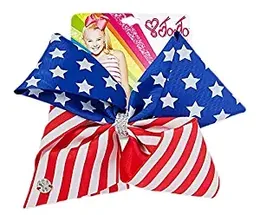 Nuevo 4 de julio 7 pulgada JoJo SWIA Flagar American Hair Bow Bow Bow Bow Stars and Stripes With Chipelastic Band For Girl Hair Accessor