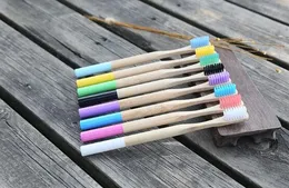 Hot 17-kolorowy okrągły uchwyt bambusa szczoteczka do zębów bambus
