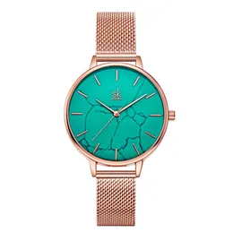 SHENGKE Fashion Ladies Watches Leather Female Quartz Watch 001 Women Thin Marble Dial Casual Leather Strap Wristwatch Pin Buckle