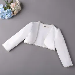Lovely White Sleeves Applique Beads Girls' Capes/Jackets Princess Party Coat Flower Girl Wrap Coat Blouse Bolero Size 4-13 2-14 H317454