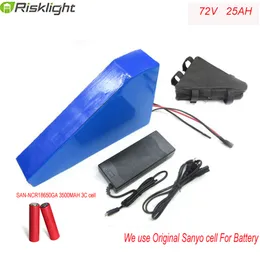 lithium battery 72v 25ah Electric bike battery Pack Powerful 3000w 72v Triangle eBike Battery with triangle bag For Sanyo Cell