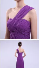 Fioletowe szyfonowe sukienki druhny z zakładkami 2021 Długość podłogi ślubna sukienka gościnna 6 stylów vestido longo2007