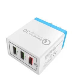 Universal Fast Charger 3 portar 18W 5V 5A USB Snabbavgift 3.0 för iPhone EU US-kontakt för Samsung S10 Huawei