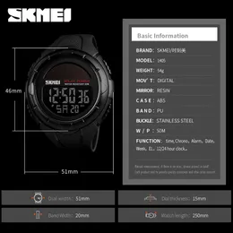 SKMEI Uomo Orologi luminosi Sport Digital Orologi da polso da uomo Solare per alimentazione Allarme ambientale Orologio maschile reloj hombre 1405324V