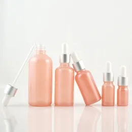 5 10 15 20 30 50 ML Pink Glass Essential Oil Dropper Bottles Empty Round Bottles with Glass Eye Dropper Dispenser for Essential Oils Perfume