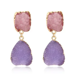 New Irregular druzy drusy earrings gold plated Gemetry faux natural stone resin earrings for women jewelry