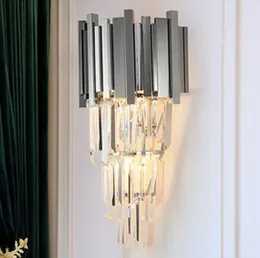 Luxury Crystal Sconce Wall Lights Modern Chrome Wandlamp Living Room Decoration Crystal Lighting Bredde 31cm Myy