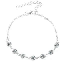 Bransoletka Rhinestone Diamond Anklets Cyrkon Kryształ Srebrny Złoty Wisiorek Moda Elegancki Seksowny Sandał Boso Plaża Biżuteria na stopy dla dziewczyny Kobiety