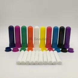 500pcs/lot Colored Plastic Blank Nasal Aromatherapy Inhalers Tubes Sticks With Wicks For Essential Oil of Nose Nasal Containers